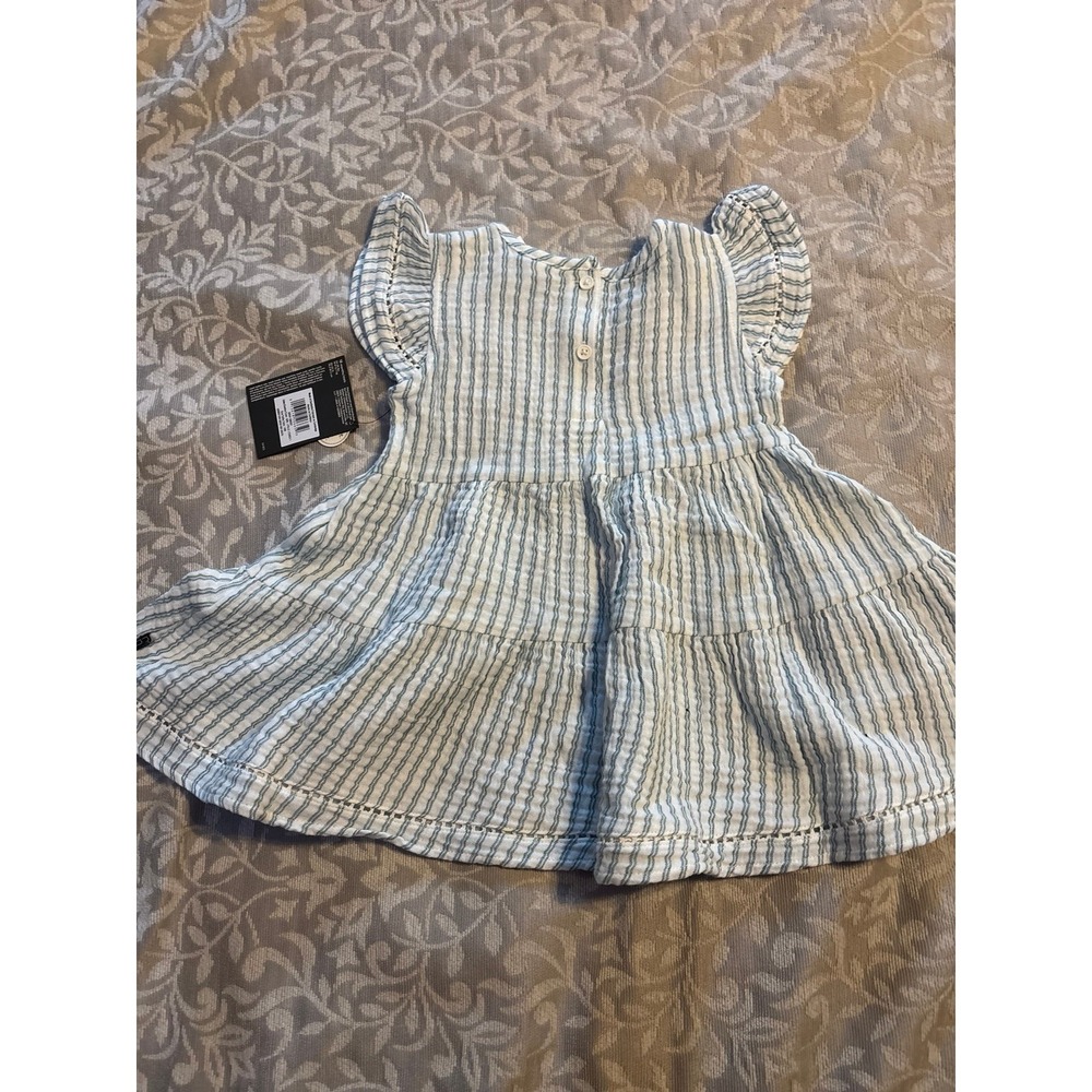 Modern Moments by Gerber Baby Girl Blue Striped Cotton Flutter Dress 18M (B1) - Picture 10 of 10